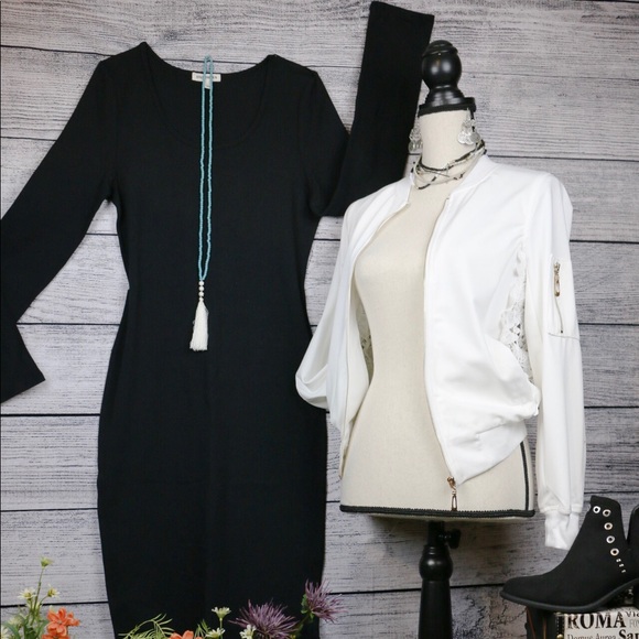 White Flower Open Lace Back Bomber - Picture 7 of 8